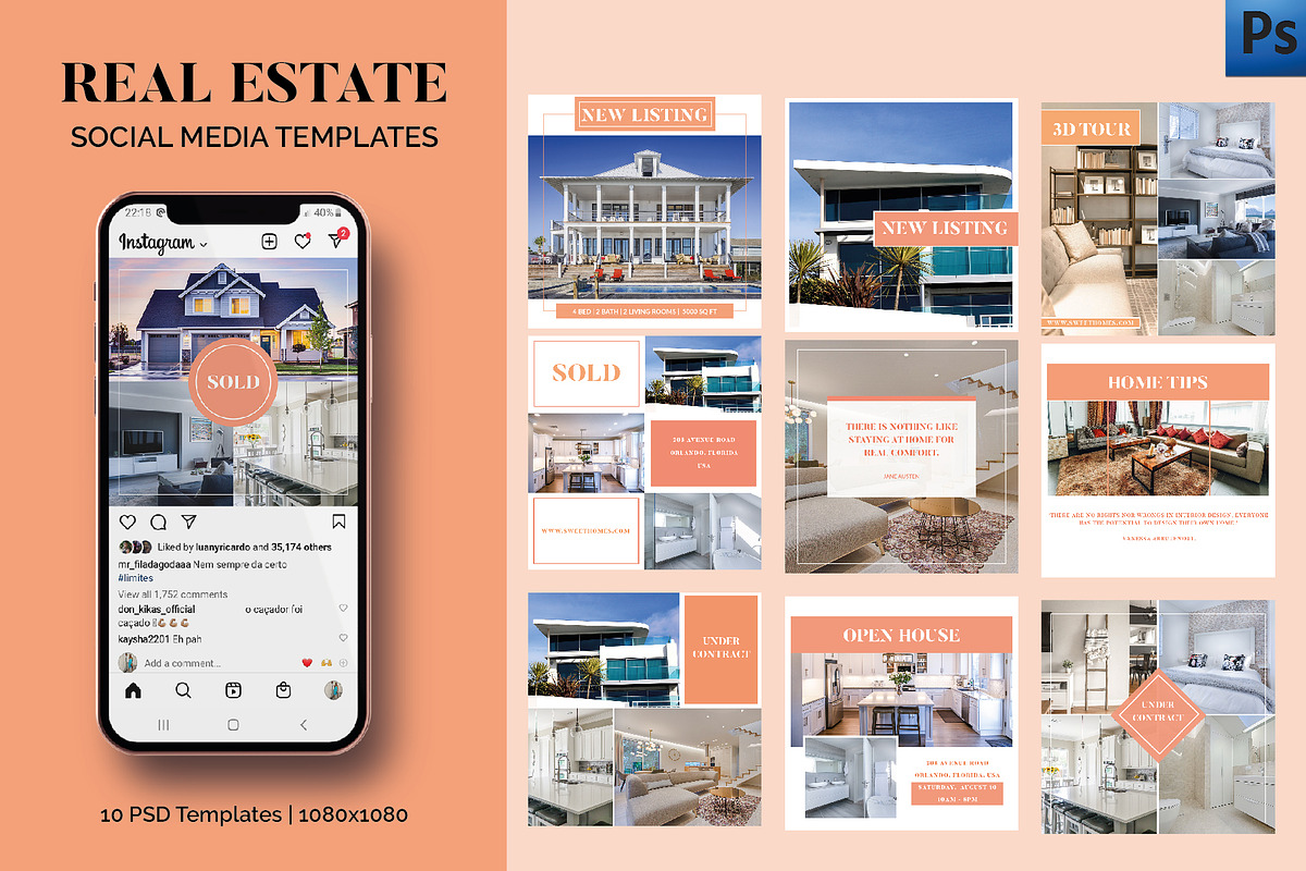 Real Estate - Social Media Templates, a Social Media Template by Carlos Fernando (Photo 1 of 3)