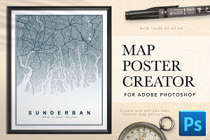 Map Poster Creator for Photoshop, a Plug-in Add-On by Drifter Studio