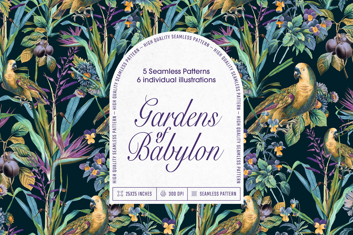 Gardens of Babylon Seamless Pattern, a Pattern Graphic by PrintyleStudio (Photo 1 of 17)