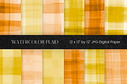 Orange and Yellow Watercolor Plaid, an Illustration by Pixafied (Thumbnail 1 of 3)