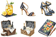 Luxury Black Gingham Summer Clipart, an Illustration by DreamArtGraphic (Thumbnail 3 of 4)
