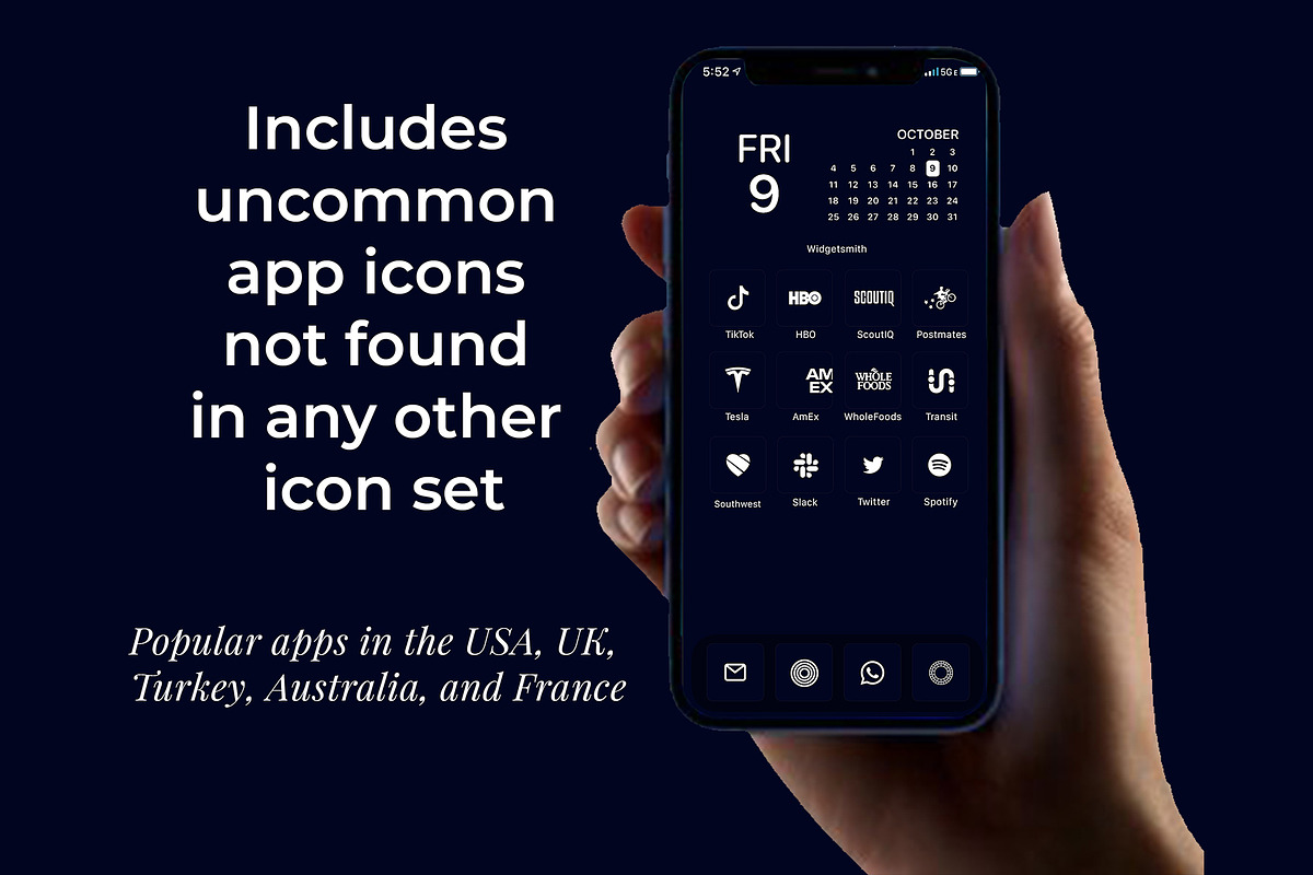 300 Dark Navy Minimal iOS Icon Pack, an Icon by A Good Design Studio (Photo 2 of 5)