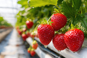 Ripe strawberries in greenhouse, a Food & Drink Photo by AlyaAnd