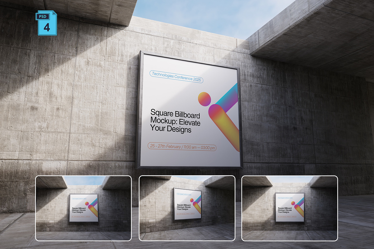 Square Billboard Mockup, an Advertising Mockup by Momogi (Photo 1 of 5)