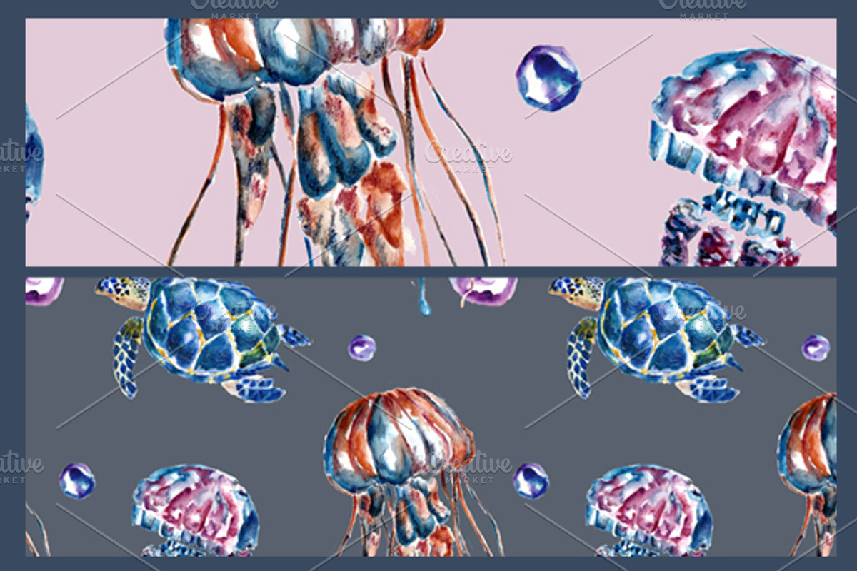 Patterns and set with sea life preview 2