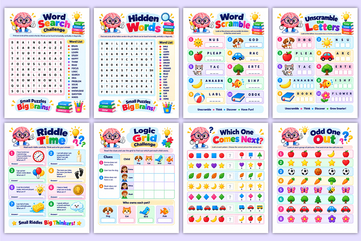 Brain Boost Puzzle Workbook | Logic, a Stationery Template by Mustafiz (Photo 3 of 4)