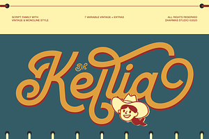 Dh Kellia - 7 Vintage Script Family, a Script Font by Dharmas Foundry