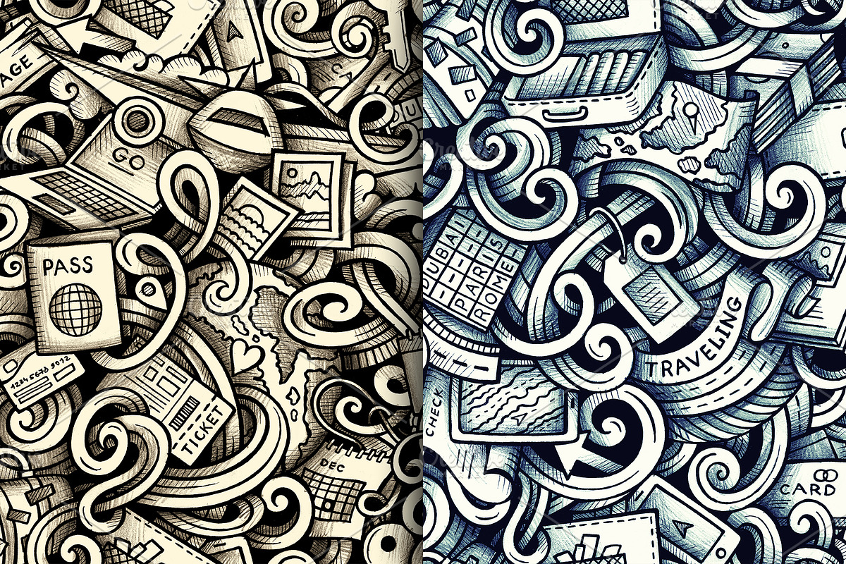 Travel Graphics Doodles Patterns, a Decorative Illustration by BALABOLKA (Photo 4 of 6)
