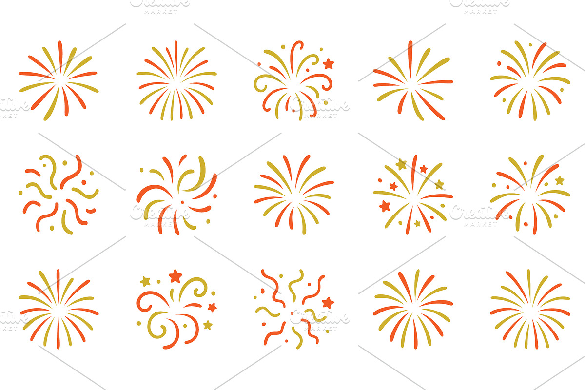 Colorful red and gold firework icon, an Object Illustration by GraphiShop