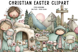 Christian Easter Clipart, an Illustration by CreationArt
