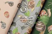 Watercolor Snail Seamless Patterns, an Animal Illustration by OlDm_Shop (Thumbnail 6 of 10)