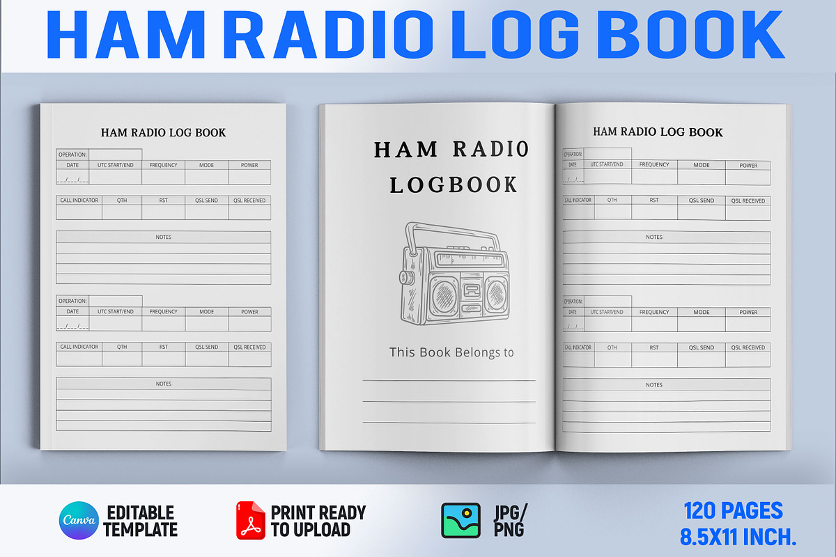 Ham Radio Log Book, a Print Template by Book2bees