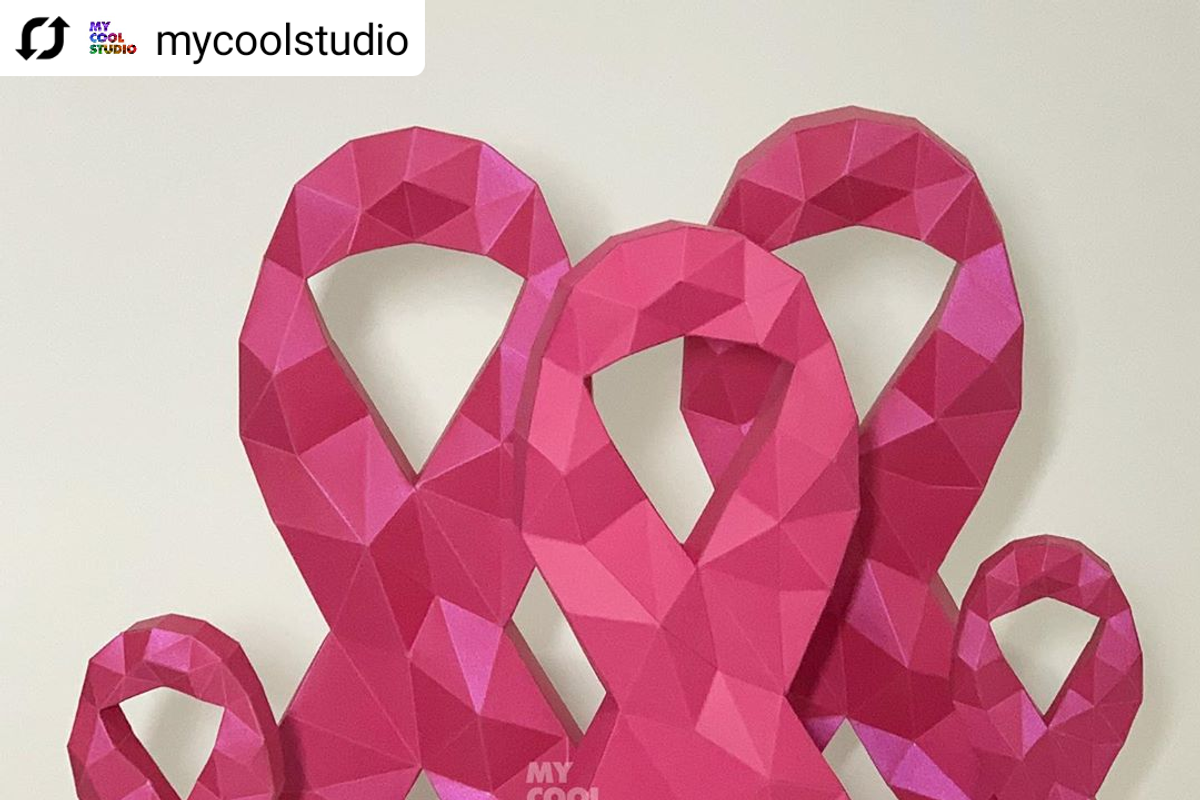 DIY Pink ribbon 3D model template, a Graphic by PolyFish