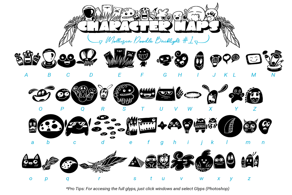 Mollusca Font Trio | Dingbats Doodle, a Script Font by Ardana Creative (Photo 13 of 15)