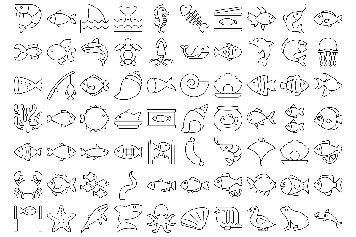 Premium Sea Food Vector Icons, an Outline Icon by Vector Portal (Photo 6 of 6)