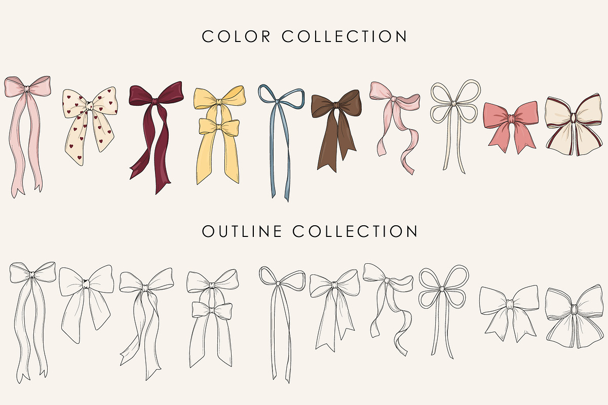 Quirky Bows Vector Set, an Object Illustration by OREHOVKA (Photo 2 of 4)