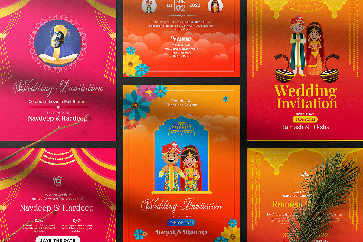 Wedding Invitation Card Bundle, an Invitation Template by Creative Hatti (Photo 2 of 6)