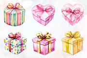 Birthday Gift Watercolor Cliparts, a Seasonal Illustration by RobertsArt (Thumbnail 2 of 7)