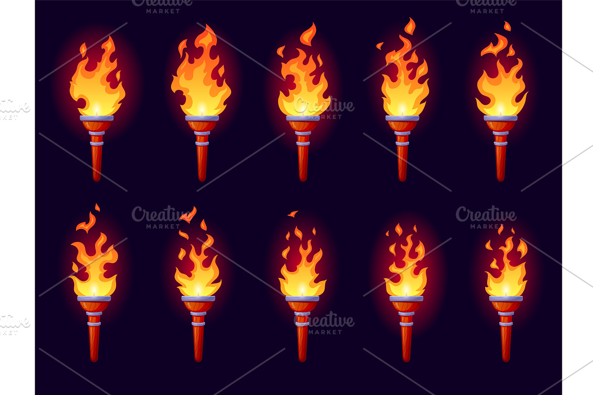 Torch animation. Fire torches flame, an Object Illustration by Stock-Smart-Start
