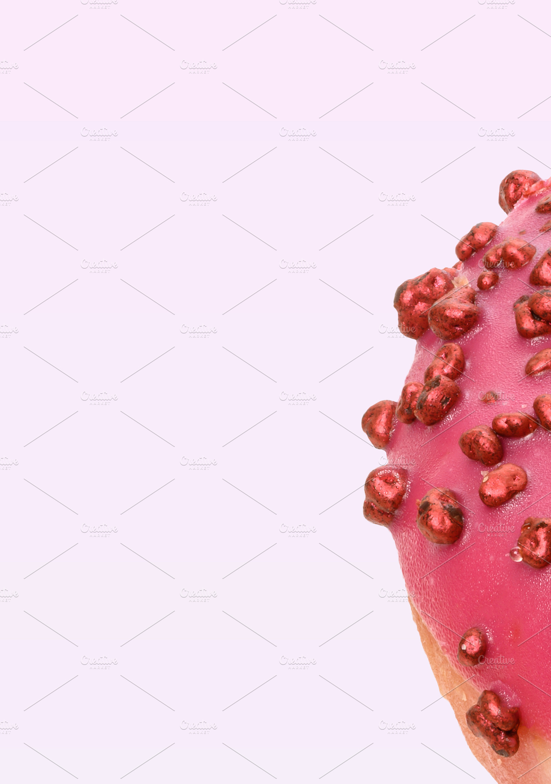 Three different levitating donuts with colored glaze, nut and be, a Food & Drink Photo by ndanko
