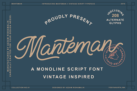 Manteman - Monoline Script Font, a Script Font by Zarma Type