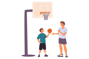 Father and son in sportswear playing, a Sport Illustration by Vectorbuum