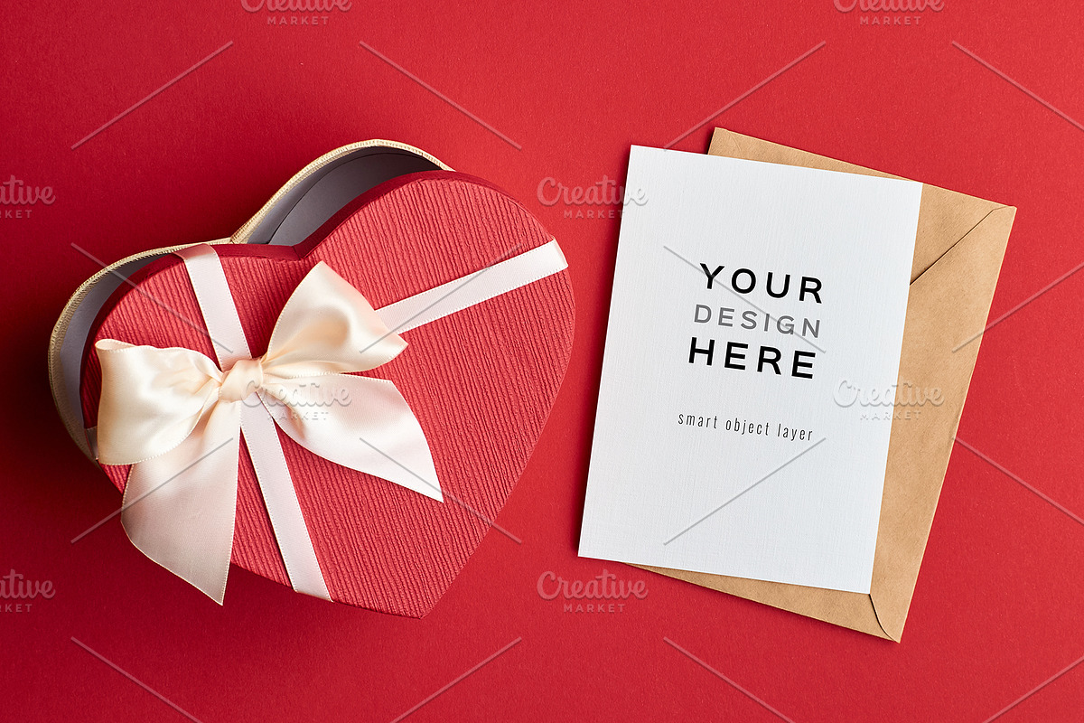 Valentines Day Card Mockup, a Product Mockup by nika-vera