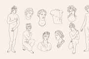 10 Greek Beauty Sculptures Set, a Person Illustration by helenreveur (Thumbnail 2 of 2)