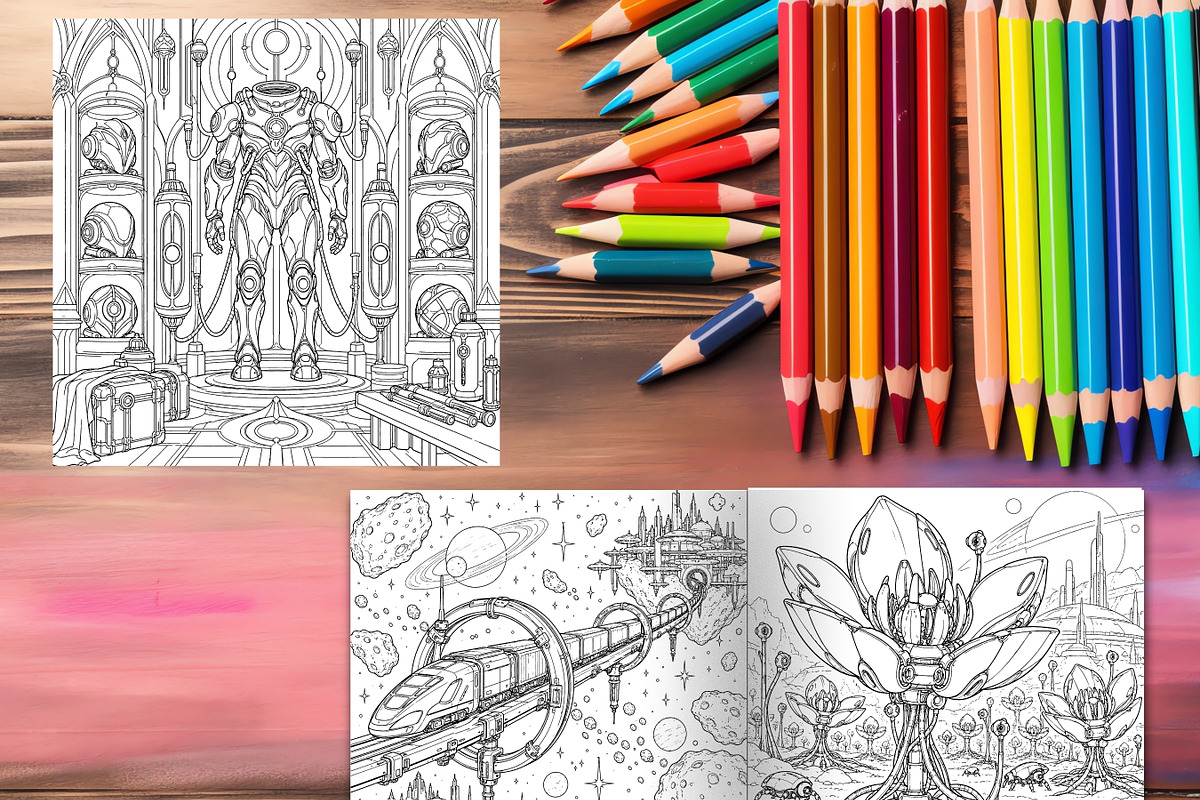 Alien Worlds Coloring Pages Bundle, a Brochure Template by LA Design (Photo 9 of 10)