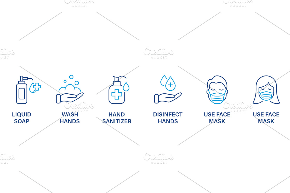 Virus Precaution Banner Icons, an Object Illustration by Vector Creator