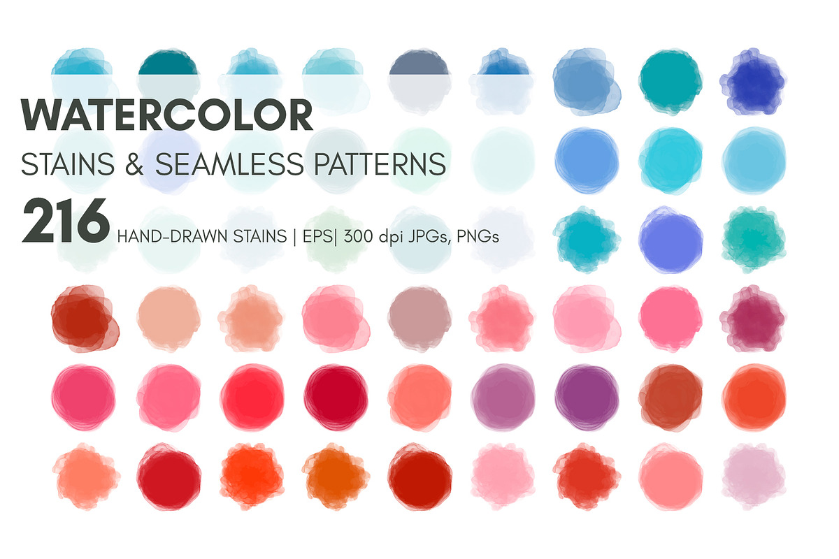 Watercolor vector stains & patterns, a Pattern Graphic by Ibrin's Shop (Photo 1 of 7)