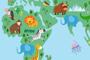 Cute Animals World Map, an Animal Illustration by GennyOnThePaper (Thumbnail 4 of 4)