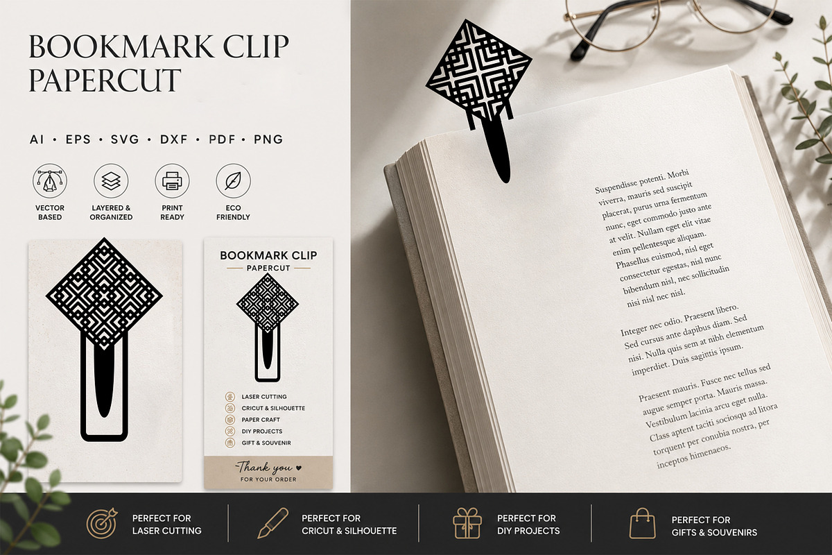 Rattan Clip Bookmark Paper Cut, an Object Graphic by OTVEY DESIGN (Photo 5 of 13)