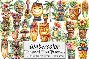 Tropical Tiki Friends, an Illustration by Design Market