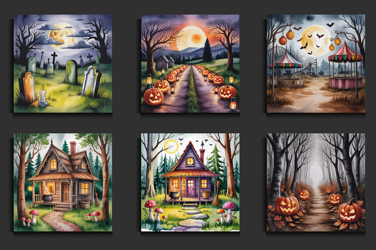 Watercolor Halloween Backgrounds, a Background Graphic by protabsorkar11 (Photo 4 of 4)