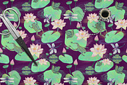 Frog Lotus Seamless Pattern, a Pattern Graphic by Oksana Dovhopol Art (Thumbnail 14 of 23)