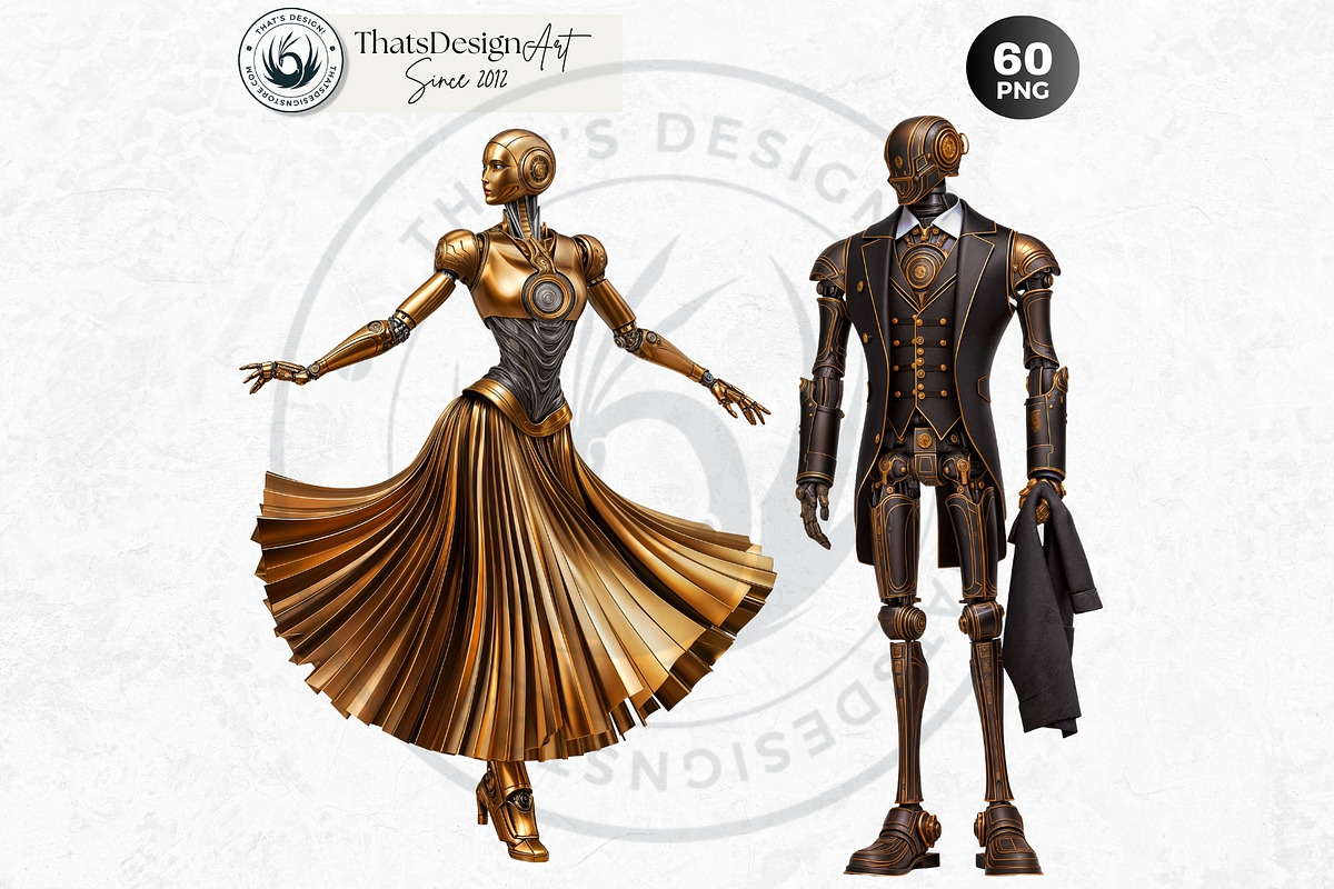 Steampunk Robots Cliparts, a Decorative Illustration by ThatsDesignArt (Photo 4 of 13)