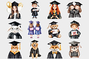 Watercolor Graduation Clipart, a Seasonal Illustration by Design Market (Thumbnail 3 of 5)