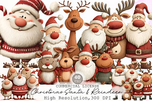 Christmas Santa & Reindeer Clipart, an Illustration by Sublimation Artist