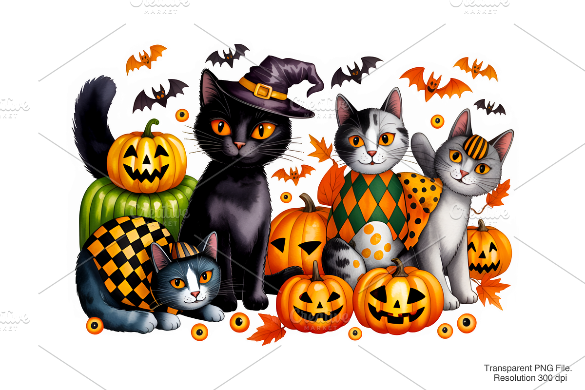 Black Cat Halloween, Ghost Cat PNG, a Graphic by Clipart Bloom (Photo 1 of 2)