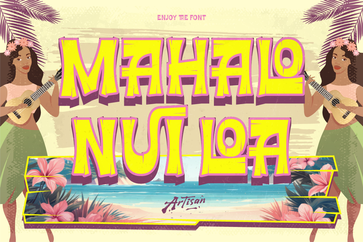 Ricopalm - Hawaiian Display Font, a Sans Serif Font by Artisan Themes (Photo 12 of 12)