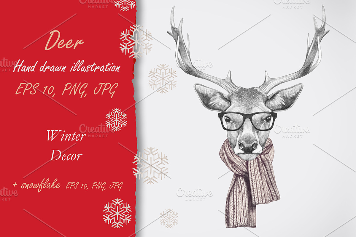 Deer / Winter time, an Animal Illustration by Victoria_Novak (Photo 1 of 3)