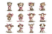 Cute Animals with Bow Clipart, an Animal Illustration by Nicolle's Colorful Art (Thumbnail 4 of 5)