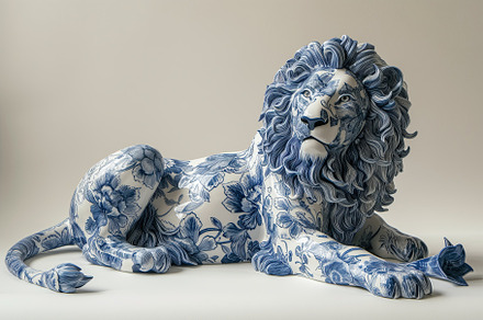 Delfts blue porcelain lion