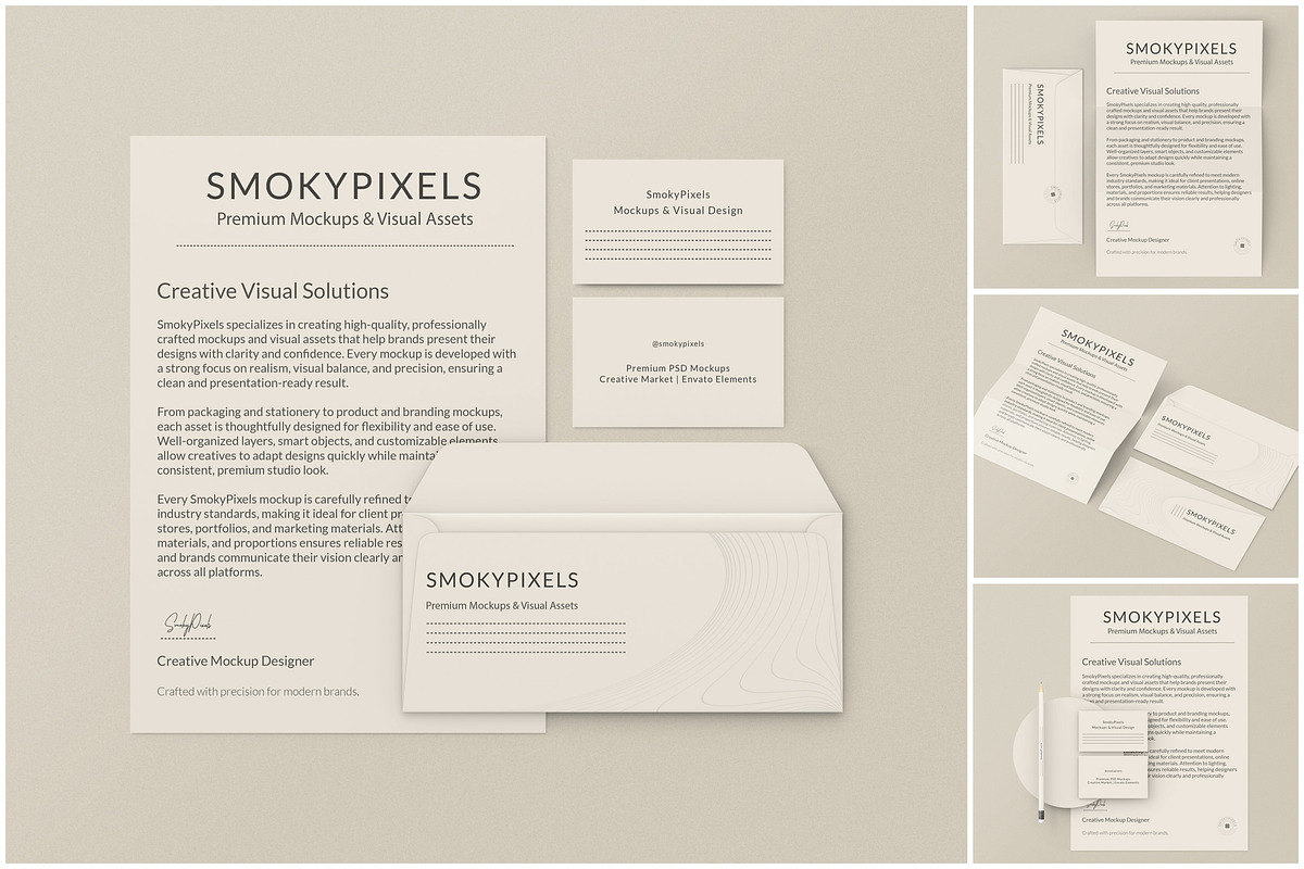 Premium Stationery Mockup Set, a Product Mockup by SmokyPixels (Photo 1 of 6)