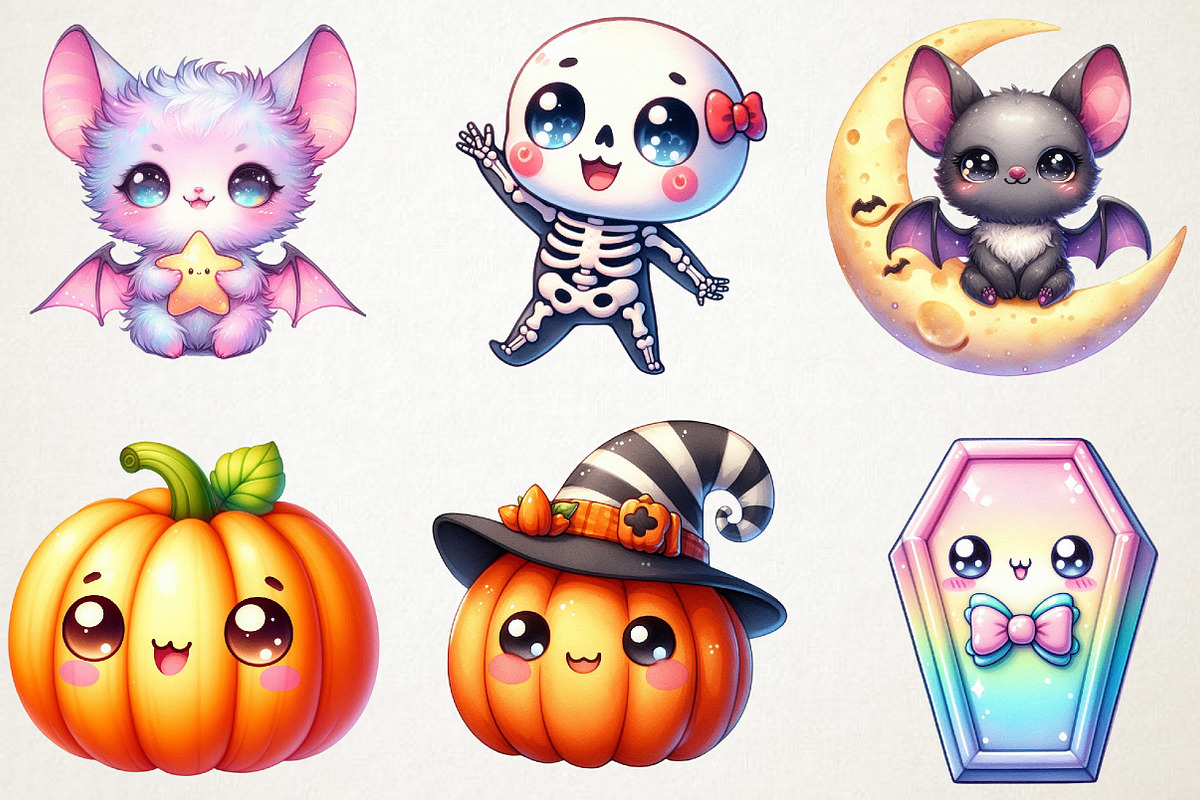 Kawaii Spooky Halloween Clipart, an Illustration by RobertsArt (Photo 3 of 7)