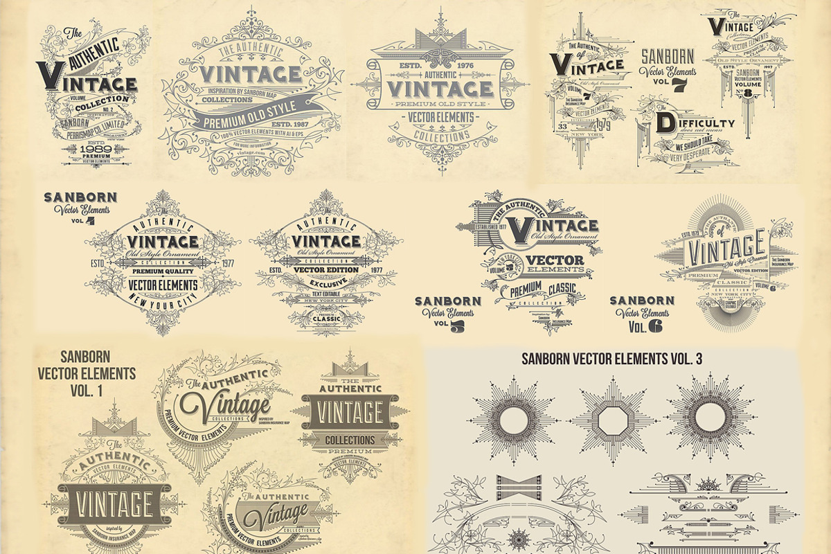 Sanborn Vector Elements Bundle Pack, an Object Graphic by G7 (Photo 1 of 9)