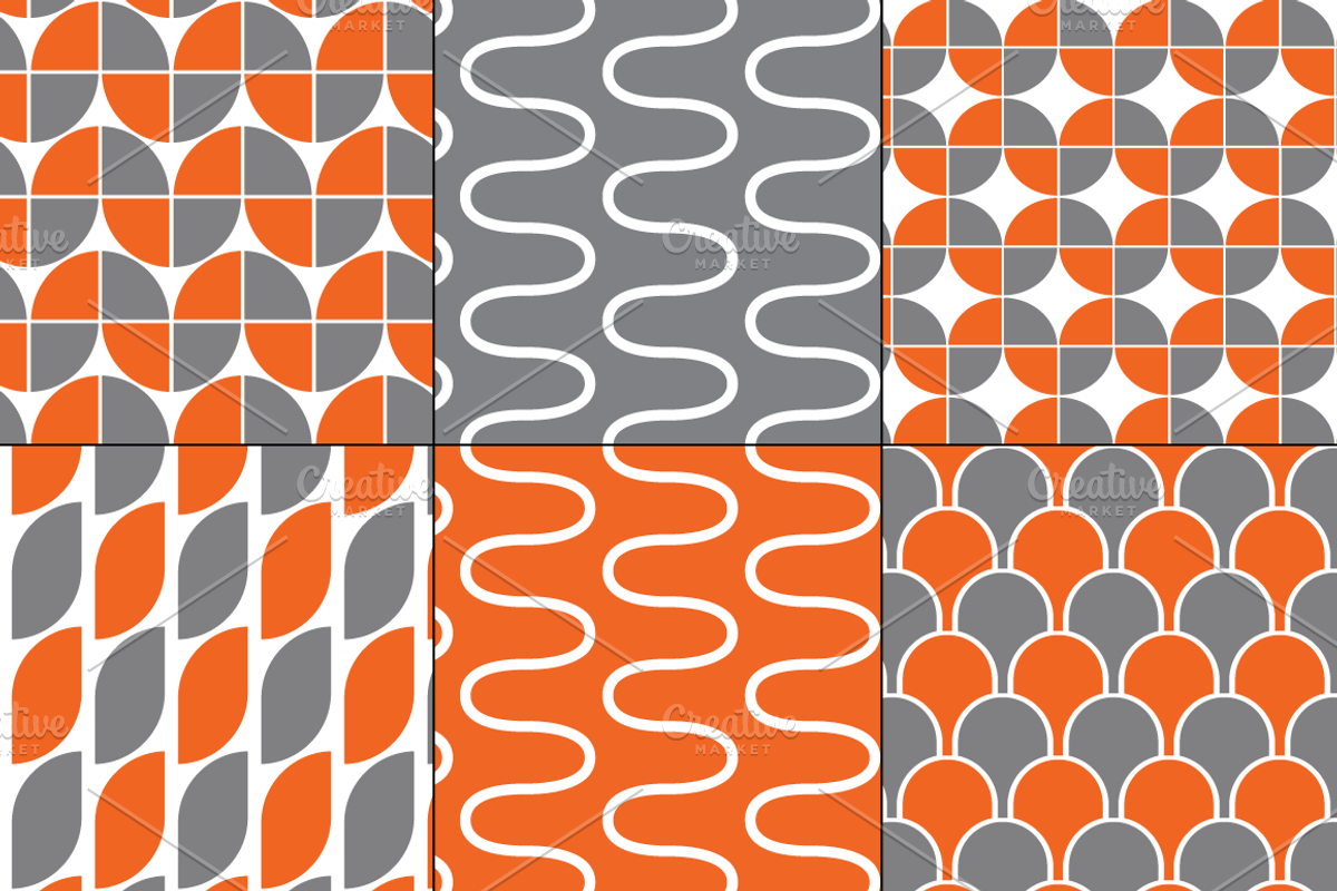 Orange & Gray Seamless Patterns preview 4