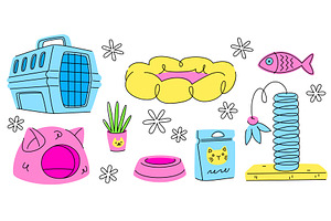 Petshop goods hand drawn vector set, an Animal Illustration by art PVP - market