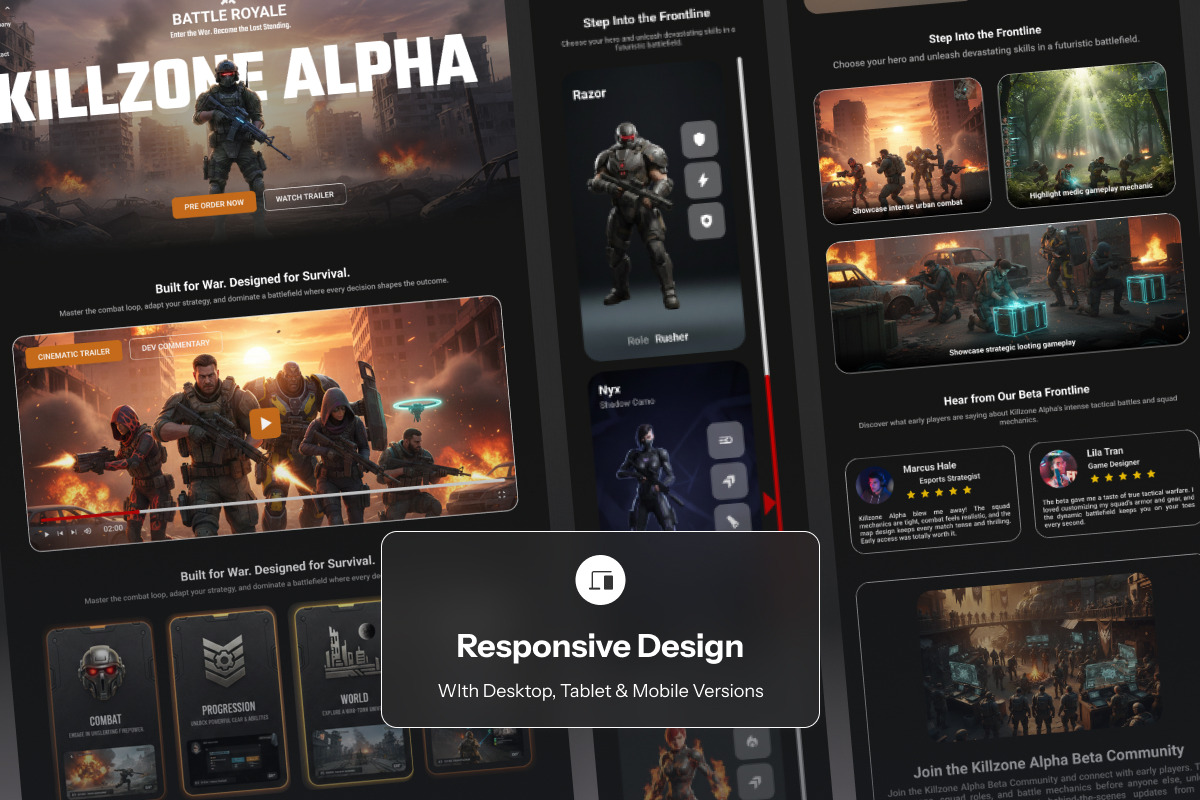 Killzone Alpha - Indie Game Landing, a Landing Page Template by twinstd (Photo 3 of 5)